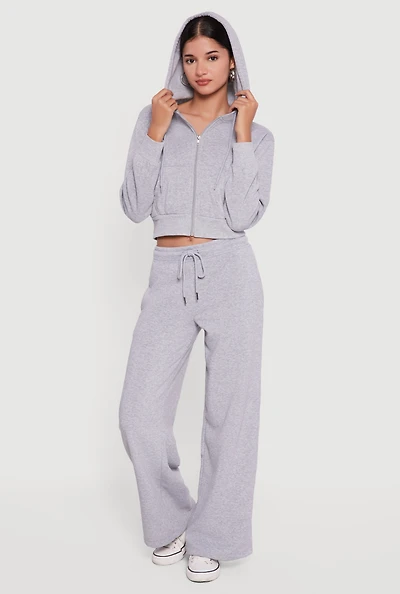 Womens Cropped Zip Front Hoodie,