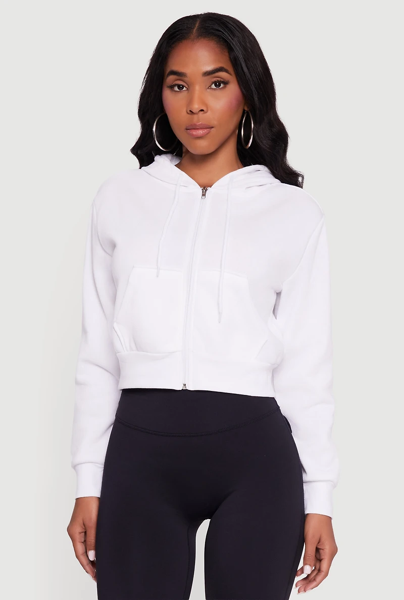 Cropped Zip Front Hoodie