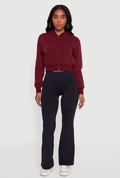 Womens Cropped Zip Front Hoodie,