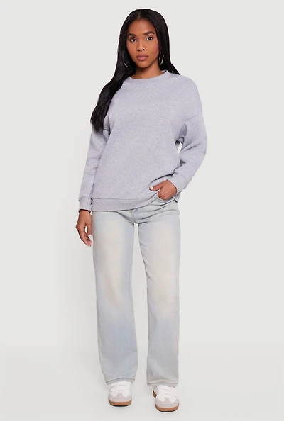 Fleece Lined Drop Shoulder Crew Neck Sweatshirt