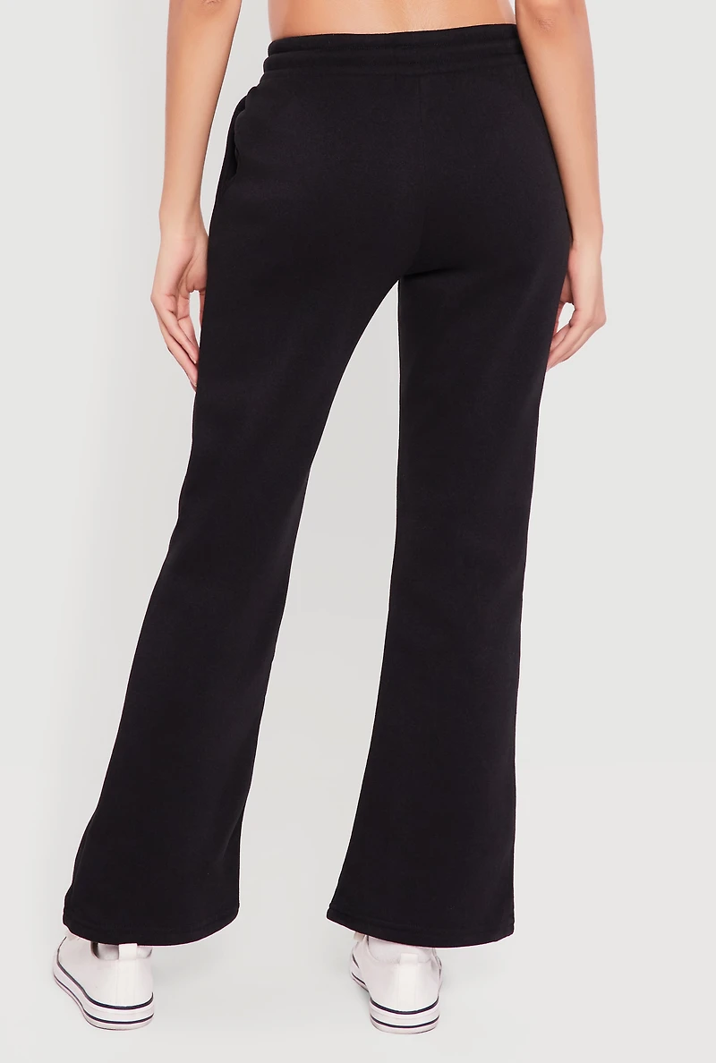 Drawstring Waist Fleece Lined Boot Cut Sweatpants
