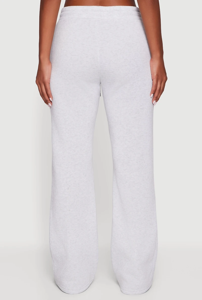 Drawstring Waist Fleece Lined Boot Cut Sweatpants