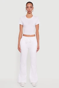 Drawstring Waist Fleece Lined Boot Cut Sweatpants