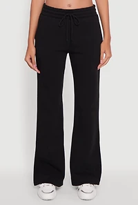 Womens Drawstring Waist Bootcut Sweatpants, Black, Size L