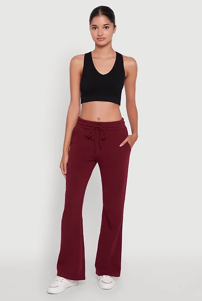 Womens Drawstring Waist Bootcut Sweatpants,