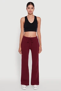 Womens Drawstring Waist Bootcut Sweatpants, Burgundy, Size S