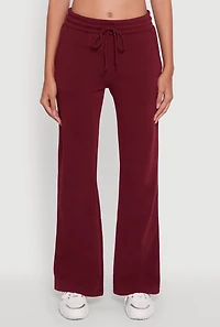 Womens Drawstring Waist Bootcut Sweatpants, Burgundy, Size S