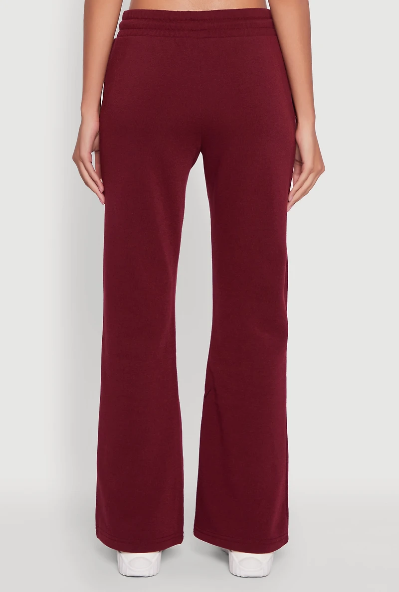 Womens Drawstring Waist Bootcut Sweatpants, Burgundy, Size S