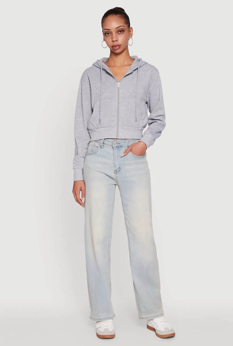 Long Sleeve Fleece Zip Front Hoodie