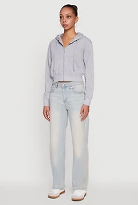 Long Sleeve Fleece Zip Front Hoodie