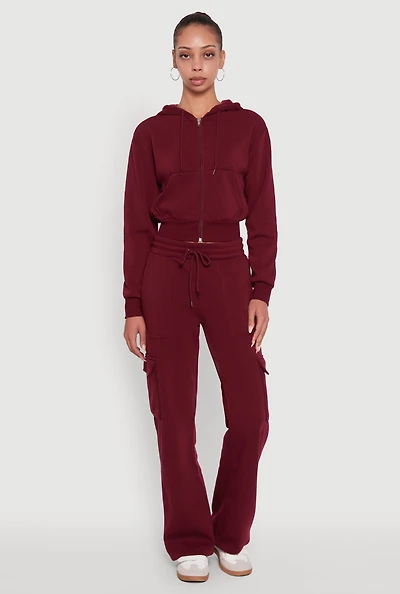Womens Long Sleeve Fleece Zip Front Hoodie,