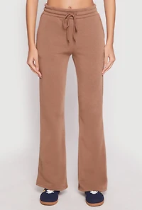 Womens Fleece Lined Boot Cut Sweatpants, Brown, Size S