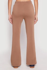 Womens Fleece Lined Boot Cut Sweatpants, Brown, Size S