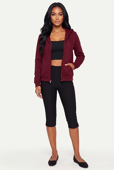 Fleece Long Sleeve Zip Front Hoodie