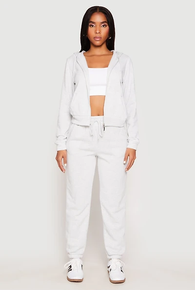 Womens Fleece Drawstring High Waist Joggers,