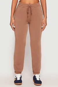 Womens Fleece Drawstring High Waist Joggers,