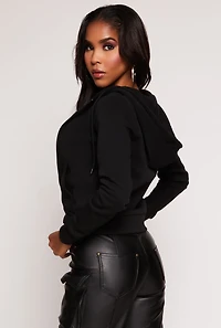 Fleece Zip Front Long Sleeve Hoodie