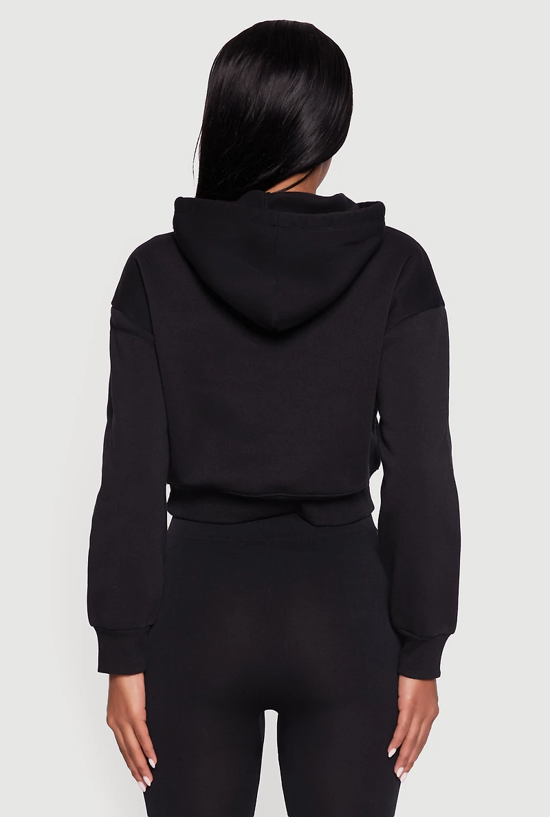 Kangaroo Pocket Cropped Pullover Hoodie