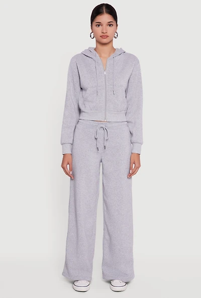 Drawstring Waist Pull On Wide Leg Sweatpants