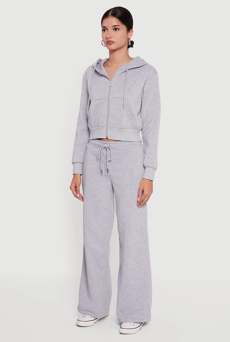 Drawstring Waist Pull On Wide Leg Sweatpants