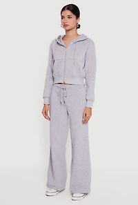 Drawstring Waist Pull On Wide Leg Sweatpants