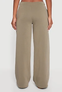 Womens Drawstring Waist Pull On Wide Leg Sweatpants, Green,