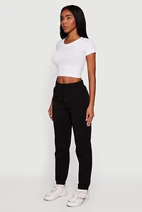 High Waisted Drawstring Fleece Sweatpants