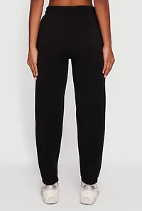 High Waisted Drawstring Fleece Sweatpants