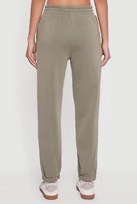 Womens High Waisted Drawstring Fleece Sweatpants, Green, Size M