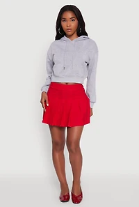 Womens Cropped Kangaroo Pocket Pullover Hoodie, Grey, Size S