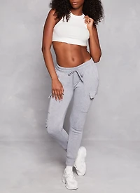 Fleece Drawstring Cargo Joggers