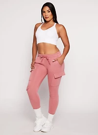 Fleece Drawstring Cargo Joggers