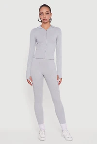 Ribbed Knit High Waisted Acid Wash Leggings