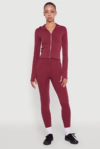 Ribbed Knit High Waisted Acid Wash Leggings