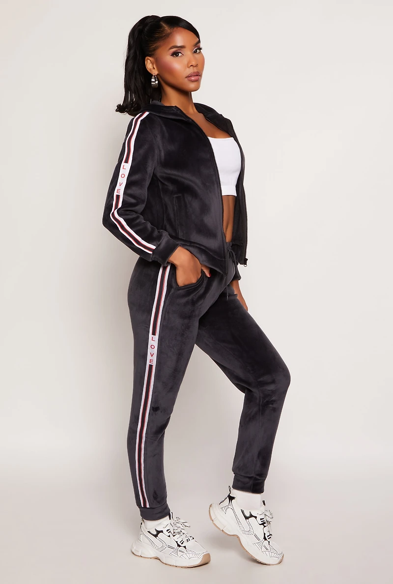 Love Varsity Striped Velour Joggers
