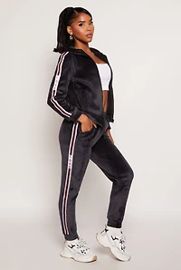 Love Varsity Striped Velour Joggers