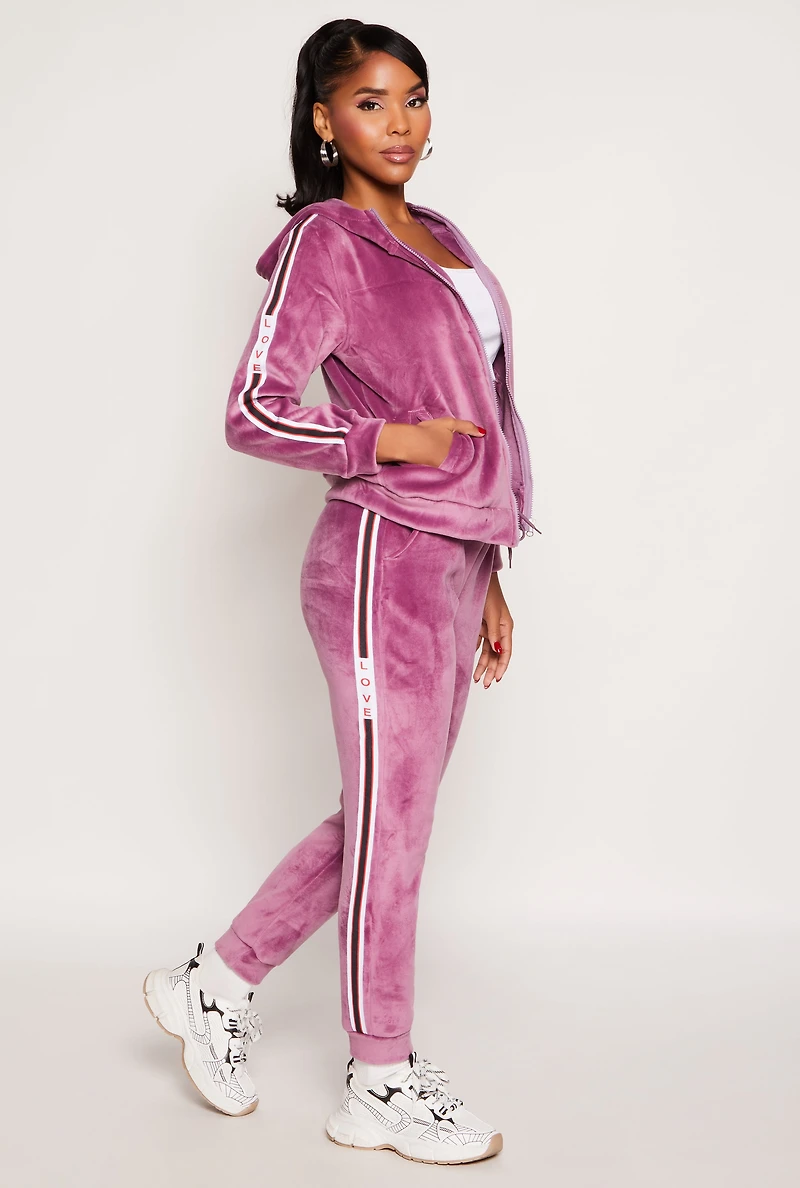Love Varsity Striped Velour Joggers
