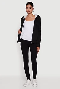 Womens Cozy Sherpa Lined Hooded Zip Front Sweatshirt,