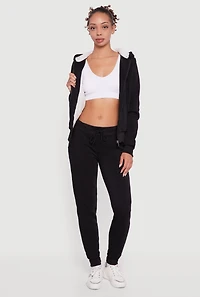 Womens Cozy Sherpa Lined Hooded Zip Front Sweatshirt,
