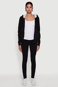 Womens Cozy Sherpa Lined Hooded Zip Front Sweatshirt,