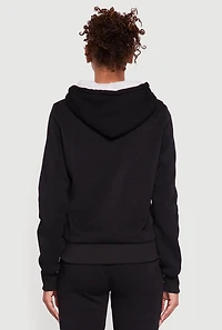 Womens Cozy Sherpa Lined Hooded Zip Front Sweatshirt,