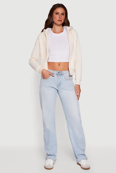 Womens Cozy Sherpa Lined Hooded Zip Front Sweatshirt,