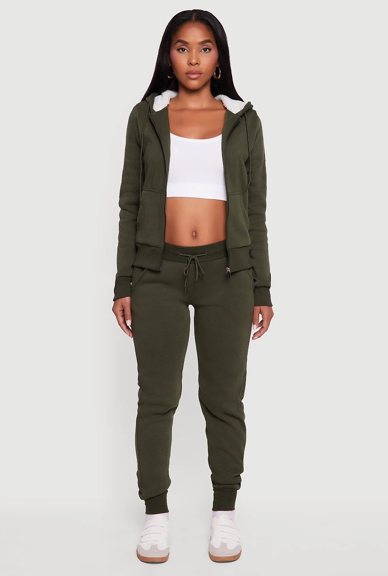 Cozy Sherpa Lined Hooded Zip Front Sweatshirt