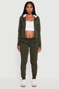 Cozy Sherpa Lined Hooded Zip Front Sweatshirt