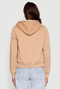 Womens Cozy Sherpa Lined Hooded Zip Front Sweatshirt,