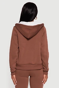Cozy Sherpa Lined Hooded Zip Front Sweatshirt