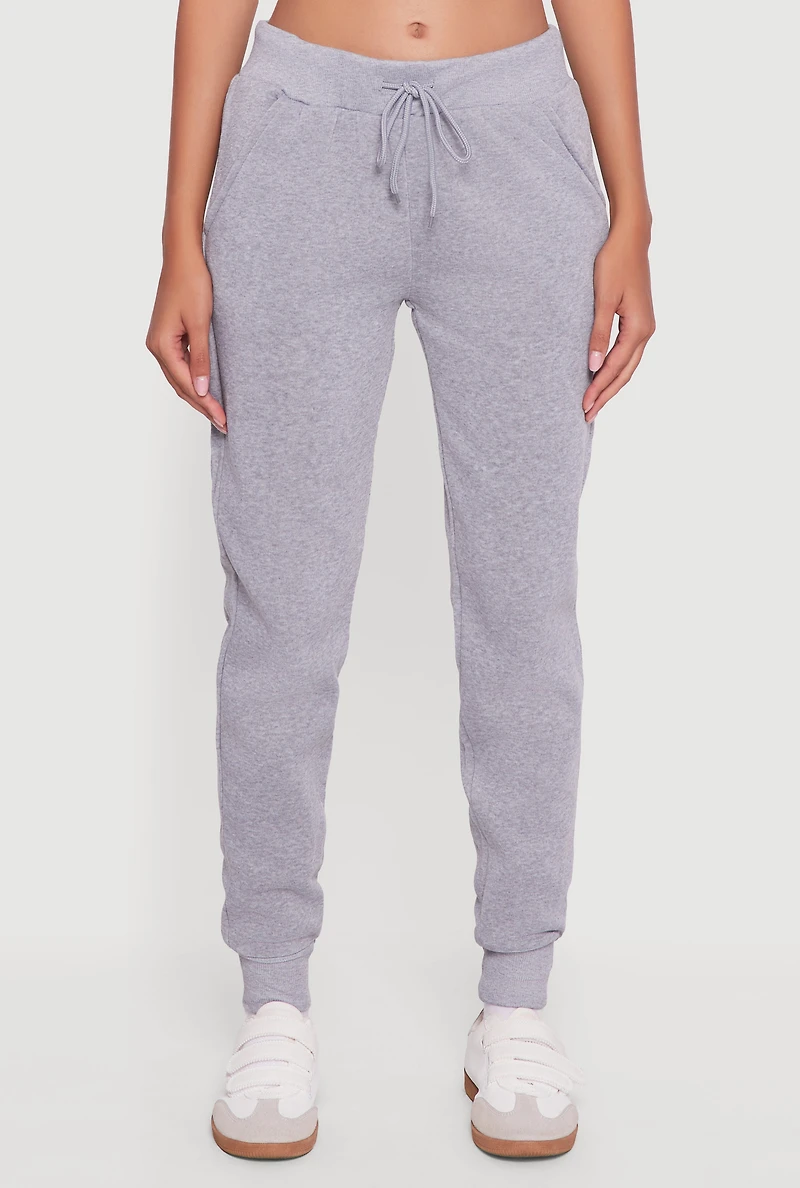Womens Cozy Fleece Lined Drawstring Waist Joggers,