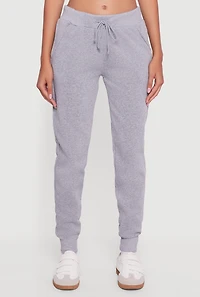 Womens Cozy Fleece Lined Drawstring Waist Joggers,