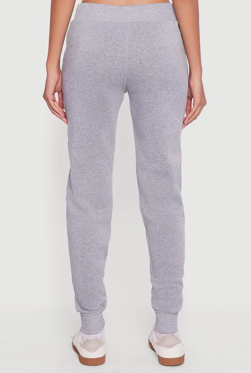 Womens Cozy Fleece Lined Drawstring Waist Joggers,