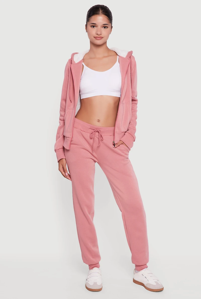 Cozy Fleece Lined Drawstring Waist Joggers